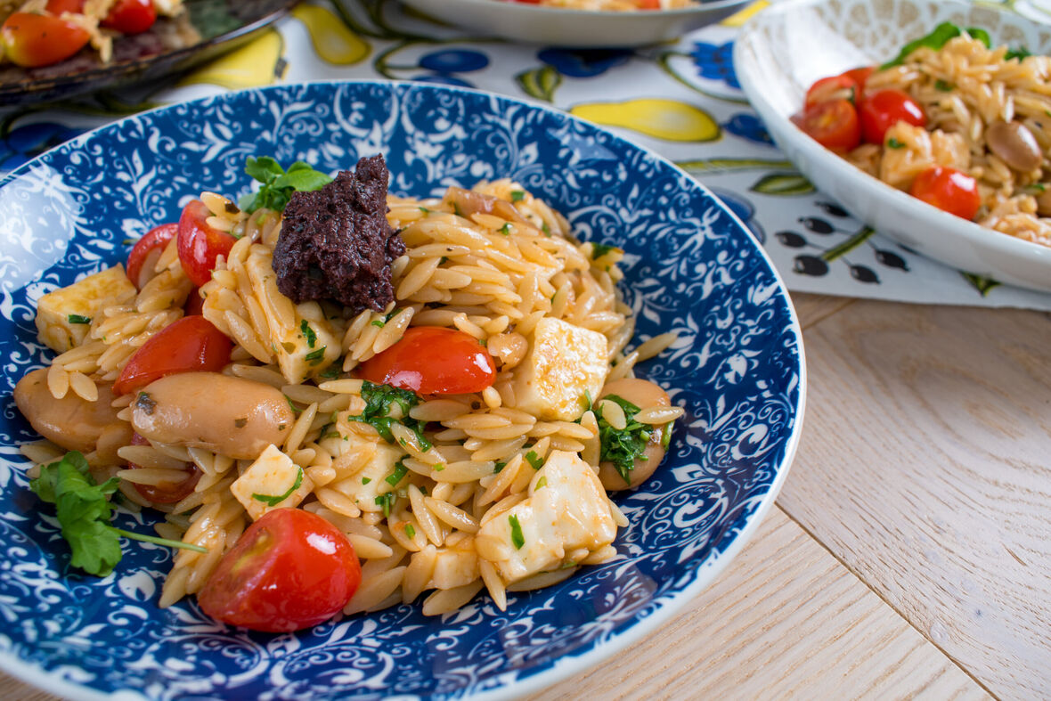 Papu-orzotto halloumijuustolla