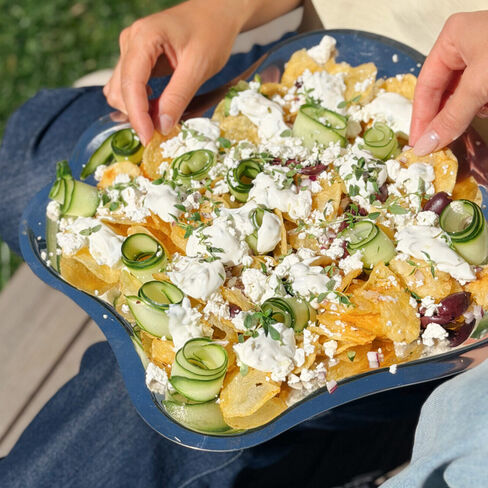 Loaded chips kreikkalaiseen tyyliin